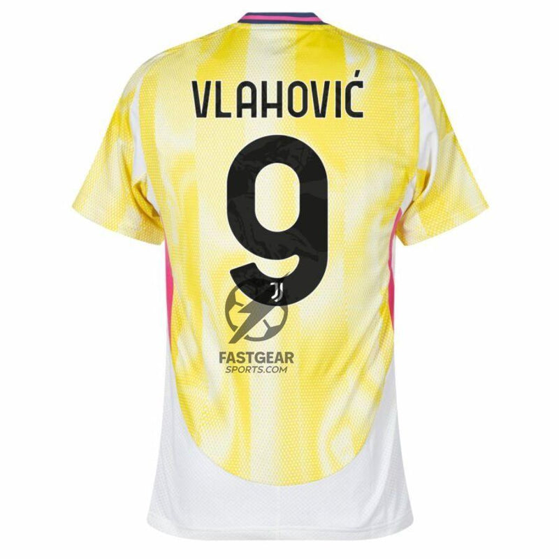 Juventus Vlahovic 9 Away 2024/25 Patches UCL UEFA Foundation (Official Printing)